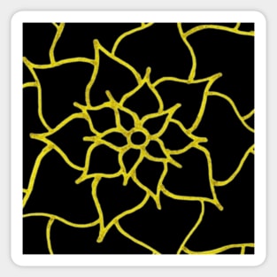 Blooming Gold Flower (Black) Sticker